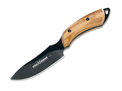 FOX knives 1502 OL FOX EUROPEAN HUNTER lovecký nůž 9,5 cm, černá, olivové dřevo, kožené pouzdro