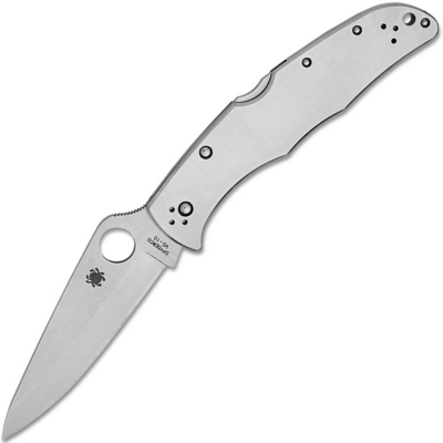 Spyderco C10P Endura 4 Stainless vreckový nôž 9,5 cm, Satin, celooceľový 