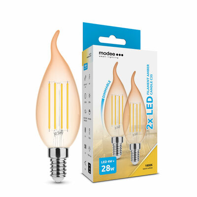 Modee Lighting LED Filament Amber Candle žiarovka E14 4W teplá biela, stmiev (ML-CFAFL1800K4WE14DB2)