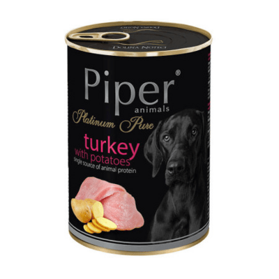 PIPER 11802472 PURE konzerva pro psa s krůtím masem a bramborami 400g