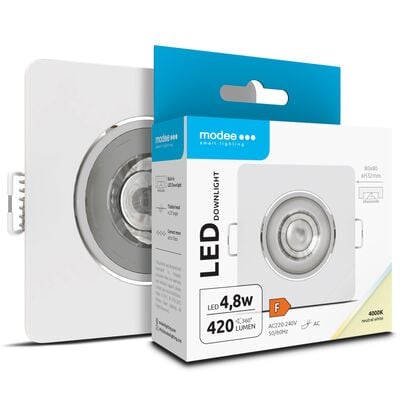 Modee LED štvorcové svietidlo 4,8W 420lm D80xH32mm, neutrálna biela, biela (ML-DL4000K4,8WSR-WN)