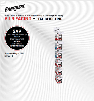 Energizer EU CLIPSTRIP METAL 6X1  DISPLAY (CARTON OF 1)