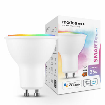 Modee LED Smart Tuya LED žárovka GU10 4,7W barevná a bílá, stmívatelná