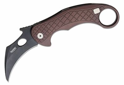 LionSteel LE1 A EB L.E.One  Black Earth Brown vreckový nôž - karambit 8,2 cm, čierna, hnedá, hliník