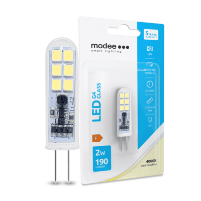 Modee LED žárovka G4 Glass AC-DC 12V, 2W neutrální bílá (ML-G4GC4000K2WB1)
