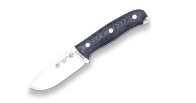 JOKER CM116-P URSU vnější nůž 10 cm, černá, Micarta, kožené pouzdro, křesadlo, paracord 2m