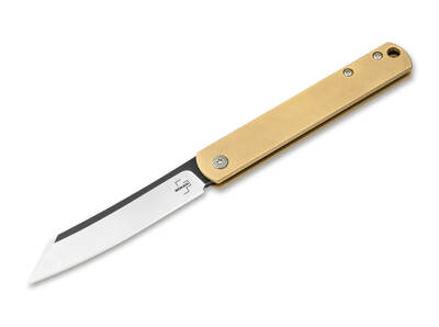 Böker Plus 01BO369 Zenshin 42 Brass kapesní nůž 7,5 cm, Stonewash, mosaz, spona