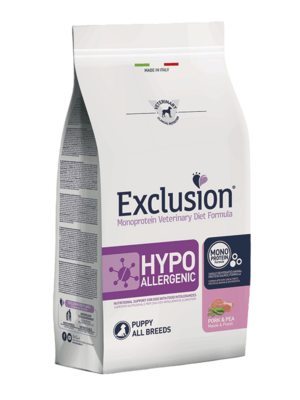 EXCLUSION HYPA02 ALL BREEDS hypoalergenní granule pro štěňata 2kg, vepřové/hrášek