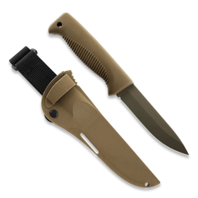 Peltonen FJP126 M07 Sissipuukko Ranger nůž do přírody 12 cm, Cerakote, hnědá Coyote, TPE, pouzdro