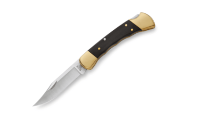Buck BU-0110BRSFG 110 Hunter vreckový lovecký nôž 9,5cm, ebenové drevo, drážky, kožené puzdro