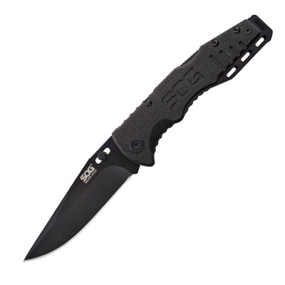 SOG-FF1101-CP SALUTE MINI BLACK zsebes taktikai kés 8 cm, teljesen fekete, G10