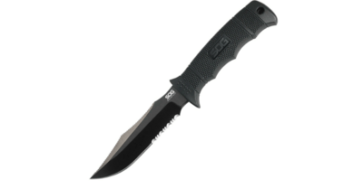 SOG-E37T-K Seal Pup Elite taktický nôž 12,3 cm, celočierny, GRN, puzdro Kydex