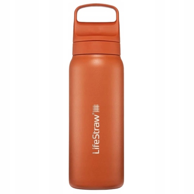 LGV42SORWW Lifestraw Go 2.0 Stainless Steel Water Filtr Bottle 24oz Kyoto Orange