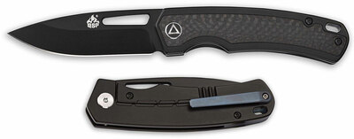 QS127-A QSP Knife Puffin CPM S35VN, černá Titanium, carbon fiber inlay