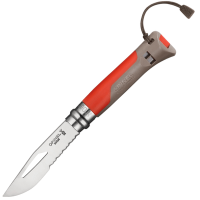 OPINEL 001714 VRI N°08 Inox Outdoor Earth/Red vreckový nôž 8,5 cm, červeno-hnedá, polymér, píšťalka