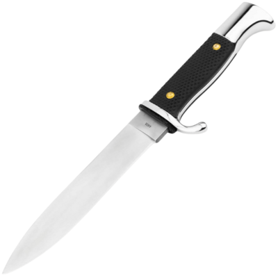 Történelmi kés és szerszám 02HY004 Német cserkészkés 14 cm, szatén, fekete, POM, tok