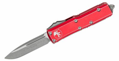 Microtech 231-10DRD UTX-85 Standard Distress. Piros automata kés 7,6 cm, Stonewash, piros, alumínium