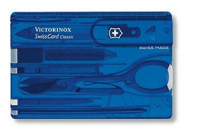 0.7122.T2 Victorinox SwissCard Sapphire translucent imitácia platobnej karty, 10 funkcií, modrá