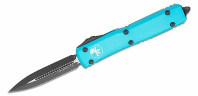 Microtech 122-1TQ Ultratech Black Turquoise Standard automata kés 8,6 cm, fekete, türkiz, alumínium 