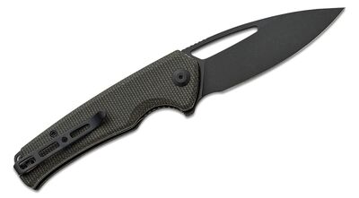 S21013-3 Sencut Mims Dark Green Canvas Micarta Handle Black Stonewashed 9Cr18MoV Blade