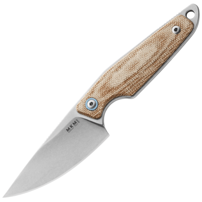 MKM MK MA01-NC MAKRO 1 Drop Point univerzális kés 7,3 cm, kőmosott, natúr, Micarta, bőrtok