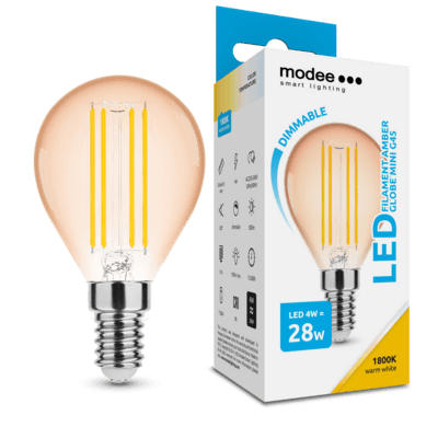 Modee Lighting LED Filament Amber Globe Mini žiarovka E14 4W teplá biela, stm. (ML-G45FA1800K4WE14D)