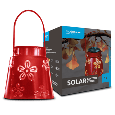 Modee zahradní solární LED lampa-lucerna LT008R 11 cm, červená (ML-LT008R)
