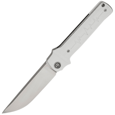 Petrified Fish PFB04WS Tena vreckový nôž 9,7 cm, Satin, biela, G10