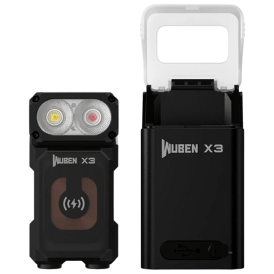 Wuben X3 BLACK svietidlo 700 lm, hliníkový nabíjací box, čierna