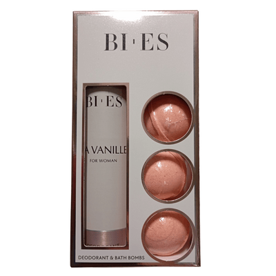 BI-ES GIFT SET LA VANILLE  dámska darčeková súprava 3x bomba do kúpeľa 50g + dezodorant 150 ml