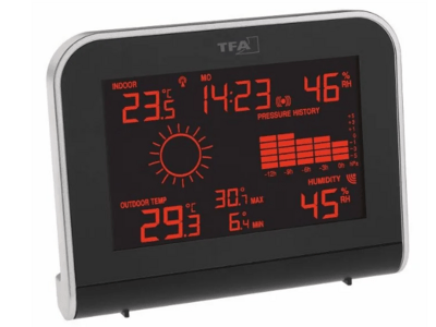 35.1148.01.IT TFA Sphere bezdrôtová meteostanica s farebným displejom, s čidlom 30.3224.02, čierna