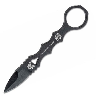 Benchmade 177BK SOCP MINI kisebb taktikai kés 5,6 cm, teljesen fekete, teljesen acél, műanyag hüvely