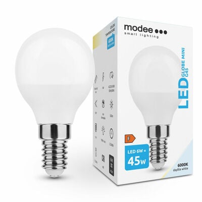 Modee Lighting LED žiarovka Globe Mini G45 6W E14 studená biela