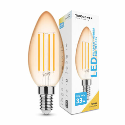 Modee Smart Lighting LED Filament Amber Candle žiarovka E14 4W teplá biela (ML-CFA1800K4WE14)