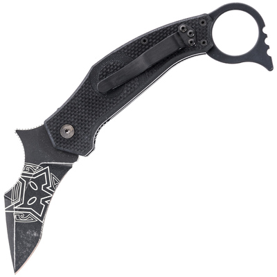 FOX Kések FX-653 MOA Wihongi taktikai zsebkés karambit 7 cm, teljesen fekete, G10, nylon hüvely