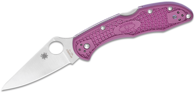 Spyderco C11FPPR Delica 4 Flat Ground Purple vreckový nôž 9,5 cm, Satin, fialová, FRN