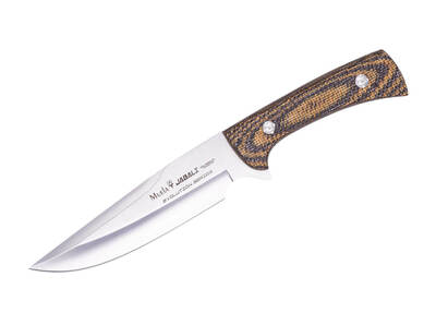 Muela JABALI-17G vadászkés 17 cm, barna-mustár barna, Micarta, bőrtok