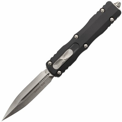 Microtech 225-10 Dirac Standard automata kés 7,4 cm, Stonewash, fekete, alumínium 