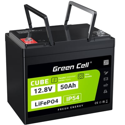 LFPGC12V50AH zöldcellás akkumulátor CUBE LiFePO4 50Ah 12.8V 640Wh 