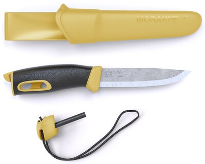 Morakniv 13573 Companion Spark Yellow vonkajší nôž 10,4 cm, žlto-čierna, TPE, puzdro, s kresadlom