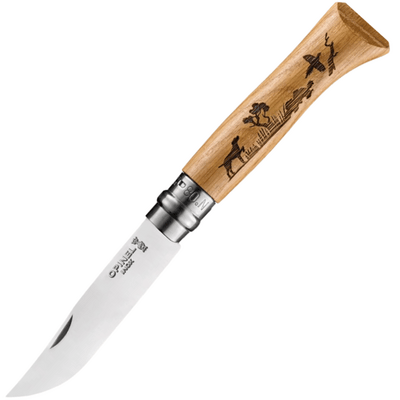 OPINEL 002335 VRI N°08 Inox Animalia 2019 Dog vreckový nôž 8,5 cm, dubové drevo, motív psa 