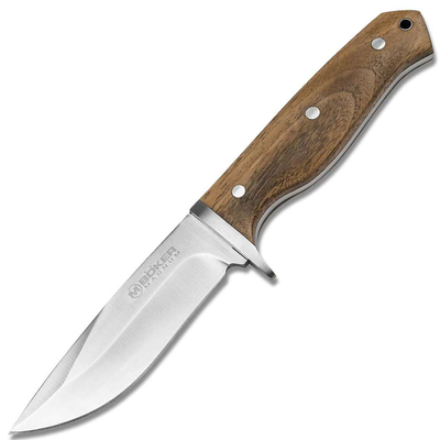 Magnum 02SC338 Walnut Drop használati kés 10,8 cm, diófa, bőr hüvely