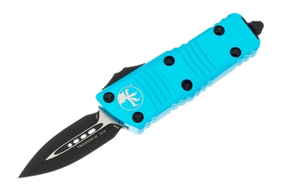 Microtech 238-1TQ Mini Troodon Turquoise automata kés 5 cm, fekete, türkiz, alumínium