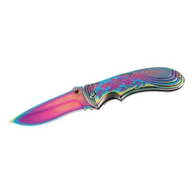 Herbertz 577910 Rainbow jednoruční kapesní nůž 8cm, nerezová ocel s titanovým povlakem, duhová