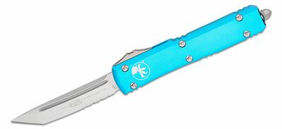 Microtech 123-11TQ Ultratech Stonewash Partial Serr. Türkiz automata kés 8,8 cm, türkiz, alumínium