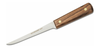 ONTARIO ON1275 OH-O Filet filetovací lovecký nůž 16 cm, tvrdé dřevo, kožené pouzdro
