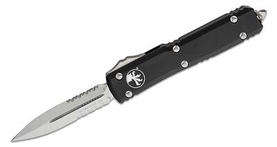 Microtech 122-11 Ultratech Részleges fogazott automata kés 8,8 cm, Stonewash, fekete, alumínium