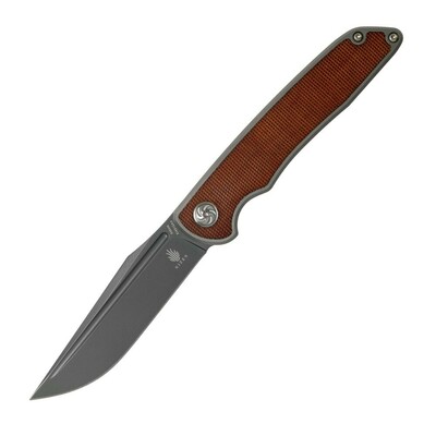 Kizer Ki4510A3 Matanzas zsebkés 8,7 cm, szürke, barna, titán, Micarta