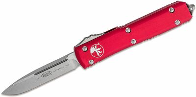 Microtech 121-10RD Ultratech Standard Red automata kés 8,8 cm, Stonewash, piros, alumínium