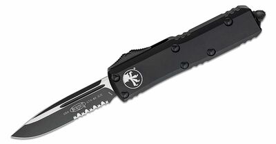 Microtech 231-2T UTX-85 Black Tactical Partial Serrated automatický nôž 7,6 cm, celočierna, hliník